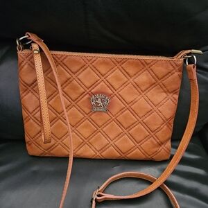 Pratesi Firenze Italy Quilted Leather Clutch/Crossbody/Shoulder Bag, Dk Cognac